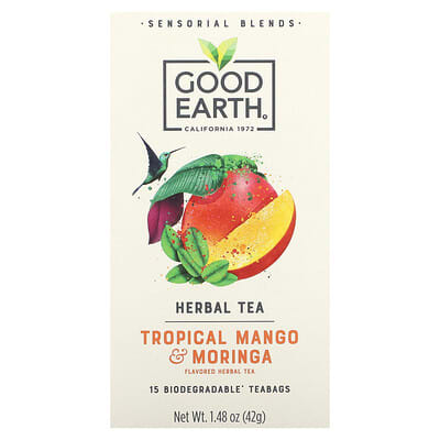 Sensorial Blends, Herbal Tea, Tropical Mango & Moringa, 15 Biodegradable Teabags, 1.48 oz (42 g)