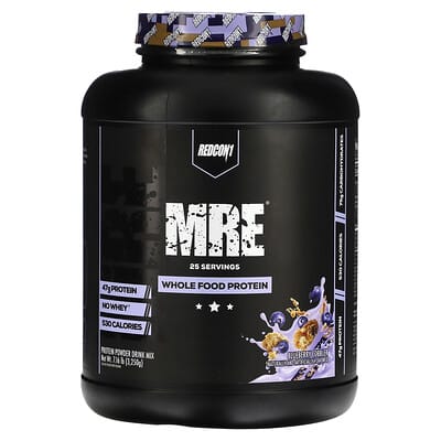 Redcon1 MRE, протеин из цельных продуктов, черничный пирог, 7.16 lb (3,250 g)