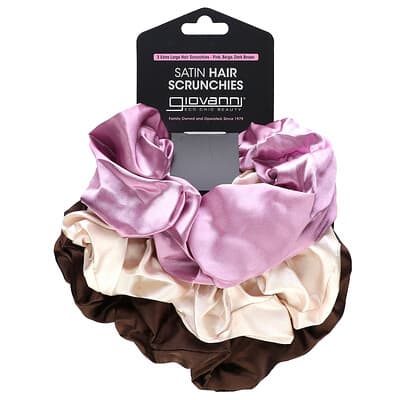 Giovanni резинки для волос Satin, Extra Large, розовый, бежевый, темно-коричневый, 3 шт.