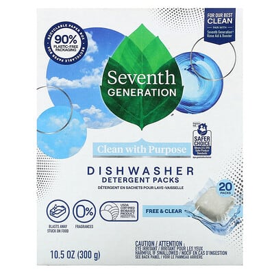 Таблетки для посудомоечной машины Seventh Generation Free & Clear, 20 шт, 10.5 oz (300 g)