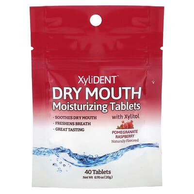 Dry Mouth Moisturizing Tablets with Xylitol, Pomegranate Raspberry, 40 Tablets, 0.7 oz (20 g)