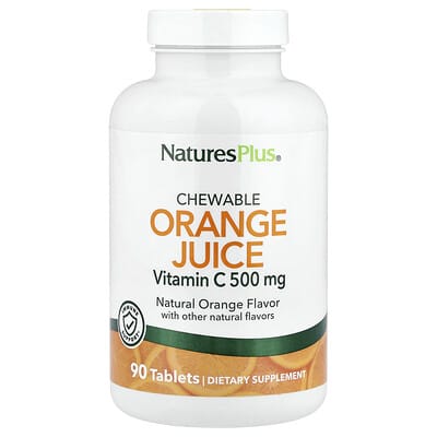 Chewable Orange Juice, Vitamin C, Natural Orange, 90 Tablets