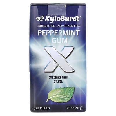 Жевательная резинка с ксилитолом, перечная мята, 24 шт, 1.27 oz (36 g)