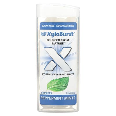 Xyloburst Мятные леденцы с ксилитом, Peppermint, 60 шт, 1.27 oz (36 g)