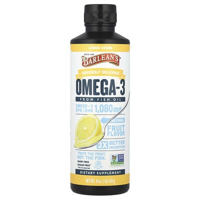 Barlean's Seriously Delicious®, Omega-3 из рыбьего жира, лимонный крем, 16 oz (454 g)