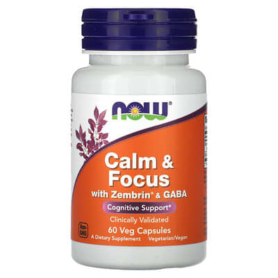 NOW Foods Calm & Focus с Zembrin® & GABA, 60 вегетарианских капсул