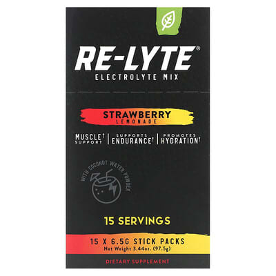 Re-Lyte® Hydration, Strawberry Lemonade, 15 Stick Packs, 0.24 oz (6.3 g) Each