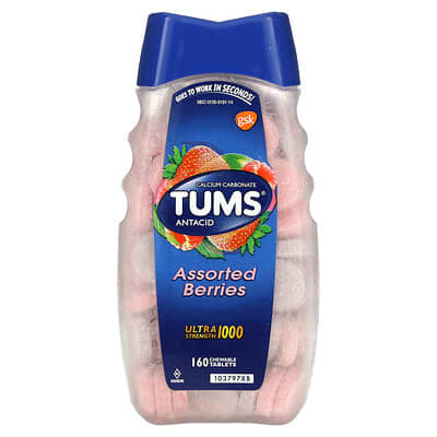 Антацид Tums Ultra Strength, ассорти ягод, 1,000 mg, 160 жевательных таблеток