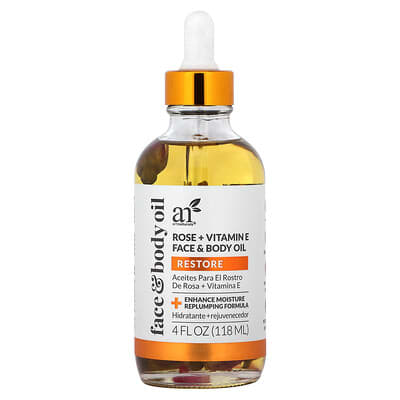 Масло для лица и тела, Rose + Vitamin E, 4 fl oz (118 ml)