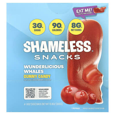 Gummy Candy, Wunderlicious Whales, 6 Bags, 1.8 oz (50 g) Each
