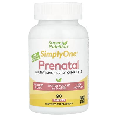 Simply One® пренатальные мультивитамины с суперзеленью, специями, витамином A и фолатом, 90 таблеток