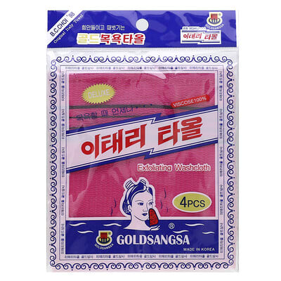 Goldsangsa Exfoliating Washcloth, Red, 4 шт