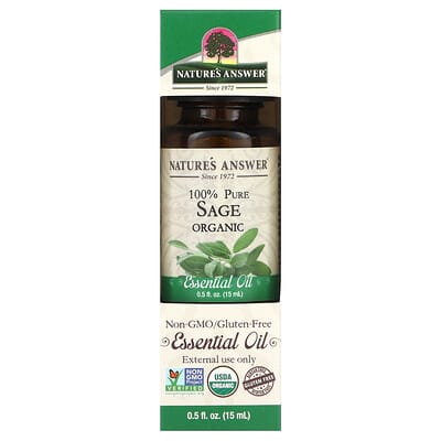 100% Pure Organic Essential Oil, Шалфей, 0.5 fl oz (15 ml)