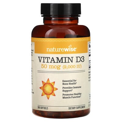 Витамин D3, 50 mcg (2,000 IU), 360 мягких капсул