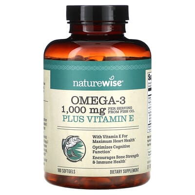 Omega-3 Plus Vitamin E, лимон, 180 мягких капсул