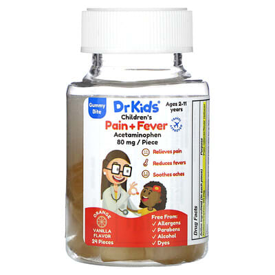 Детские жевательные витамины Pain + Fever Orange Vanilla 24 Gummies