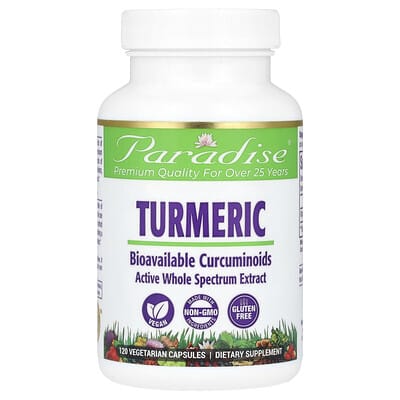Paradise Herbs Turmeric, 120 вегетарианских капсул (250 mg per Capsule)