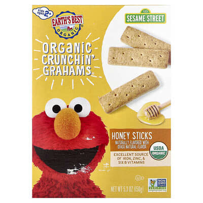 Палочки Honey Sticks Earth's Best Organic Crunchin' Grahams® 5.3 oz (150 g)