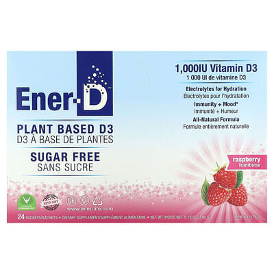 Ener-D™, Vitamin D3+, Multivitamin Drink Mix, Sugar Free, Raspberry, 24 Packets