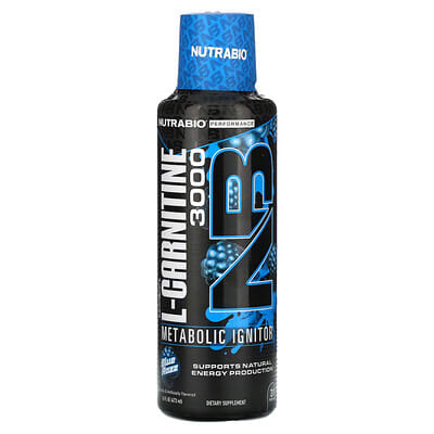 NutraBio LeanShots L-Carnitine 3000, вкус Blue Razz, 16 fl oz (473 ml)