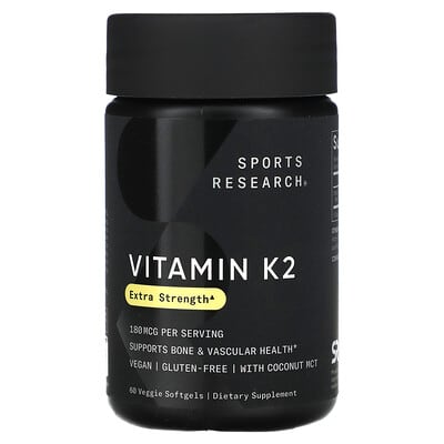 Sports Research Vitamin K2, 180 mcg, 60 мягких капсул