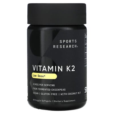 Витамин K2, низкая дозировка, 45 mcg, 90 вегетарианских мягких капсул