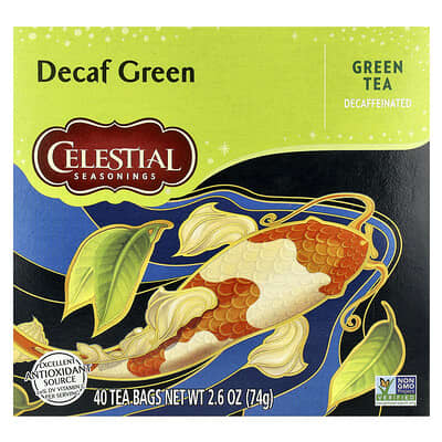 Зеленый чай, без кофеина, 40 чайных пакетиков, 2.6 oz (74 g) Celestial Seasonings