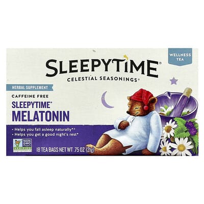 Чай Wellness Tea, Sleepytime® Melatonin, без кофеина, 18 чайных пакетиков, 0.75 oz (21 g)