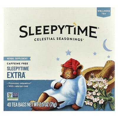 Чай Wellness Tea, Sleepytime Extra®, без кофеина, 40 чайных пакетиков, 2.5 oz (71 g)