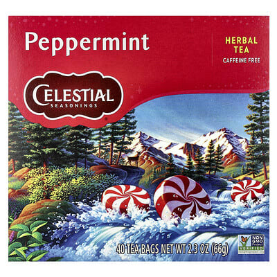 Herbal Tea, Peppermint, Caffeine Free, 40 Tea Bags, 2.3 oz (66 g)