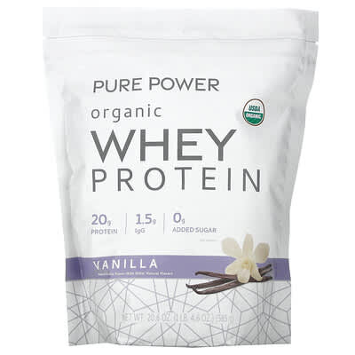 Pure Power, органический сывороточный протеин, ваниль, 1 lb 4.6 oz (585 g)