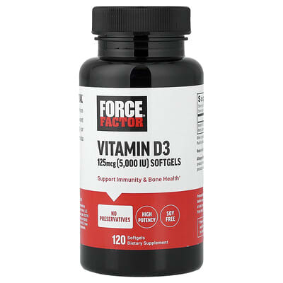 Vitamin D3, High Potency, 125 mcg (5,000 IU), 120 Softgels