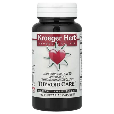 Kroeger Herb Co Thyroid Care™, 100 вегетарианских капсул