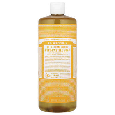 Dr. Bronner's 18-in-1 Pure-Castile мыло, Hemp Citrus, 32 fl oz (946 ml)