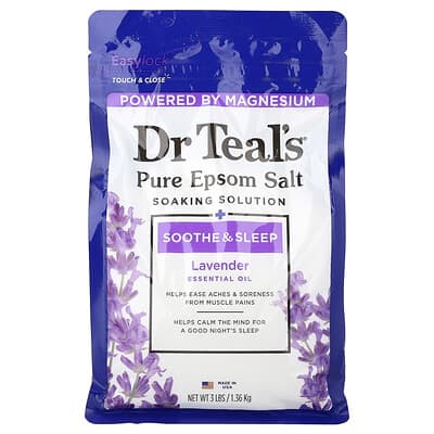 Английская соль Pure Epsom Salt, раствор для ванн, лаванда, 3 lbs (1.36 kg)