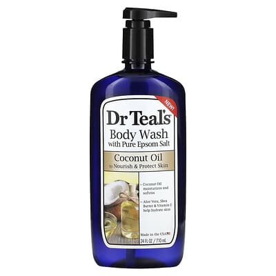 Гель для душа Dr. Teal's с чистой английской солью и кокосовым маслом, 24 fl oz (710 ml)
