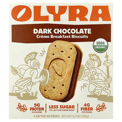 Бисквиты Creme Breakfast Olyra, темный шоколад, 4 упаковки, 5.3 oz (150 g)