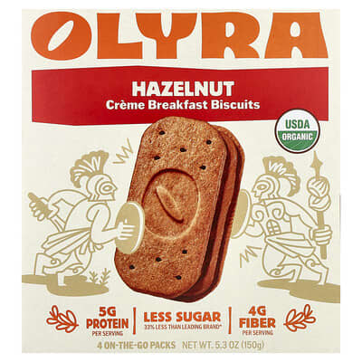Завтрашние бисквиты Olyra, фундук, 4 упаковки, 1.32 oz (37.5 g) каждая