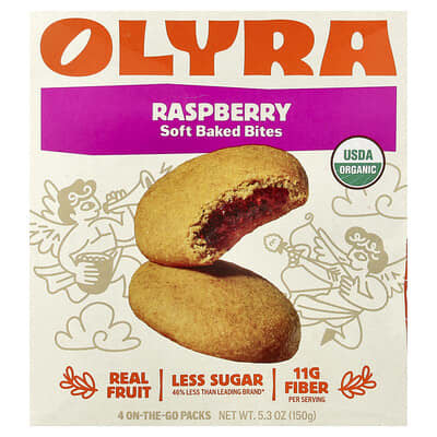 Soft Baked Bites, малина, 4 упаковки, 1.32 oz (37.5 g) каждая