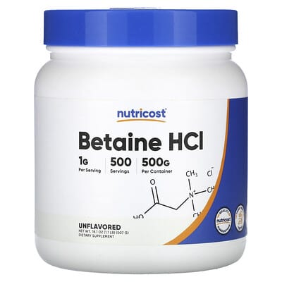 Nutricost Betaine HCI, без вкуса, 18.1 oz (508 g)