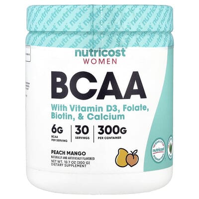Женские BCAA с витамином D3, фолатом, биотином и кальцием, Peach Mango, 10.7 oz (300 g)