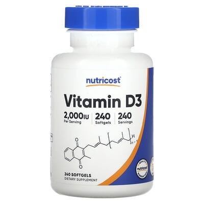 Nutricost Vitamin D3, 2,000 IU, 240 мягких гелевых капсул