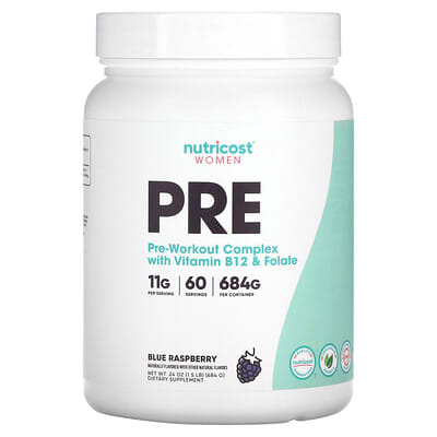 Women, Pre-Workout Complex with Vitamin B12 & Folate, Blue Raspberry, 1.5 lb (684 g)