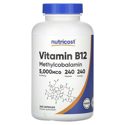 Витамин B12, 5,000 mcg, 240 капсул