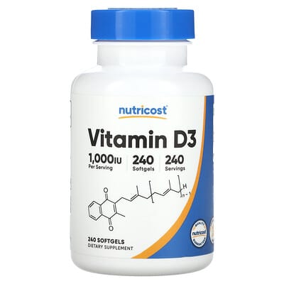 Витамин D3, 25 mcg (1,000 IU), 240 мягких капсул
