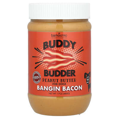 Лакомство для собак Buddy Budder, арахисовое масло, Bangin Bacon, 17 oz (480 g)