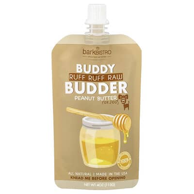 Паштет Buddy Budder, Peanut Butter, Для собак, Ruff Ruff Raw, 4 oz (113 g)