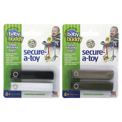 Детский аксессуар Baby Buddy Secure-A-Toy, 4+Months, Black/White & Tan/Olive, 4 Straps