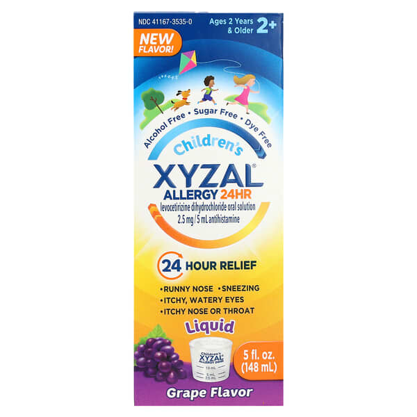 Детское средство от аллергии Xyzal 24 часа, виноград, 2.5 mg, 5 fl oz (148 ml)