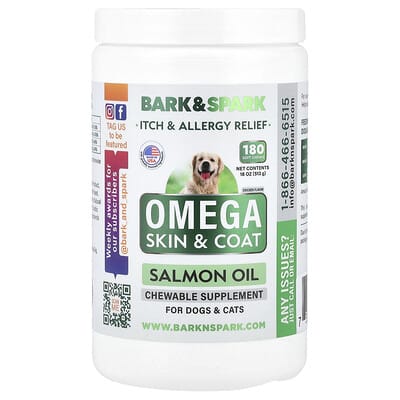Для собак и кошек Bark&Spark Omega Skin & Coat Salmon Oil 18 oz (513 g)